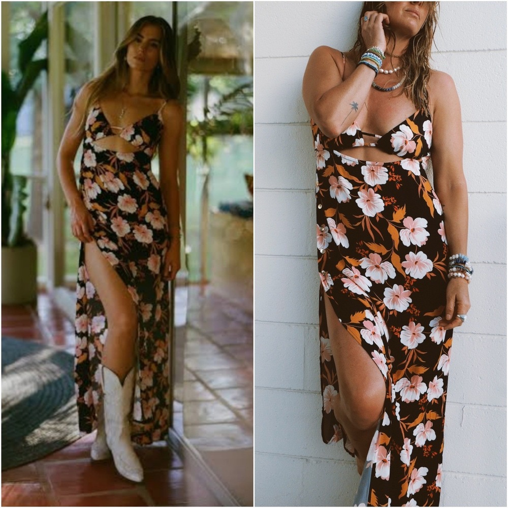 AQUARI Floral Cutout Calypso Maxi Dress Size M NWT